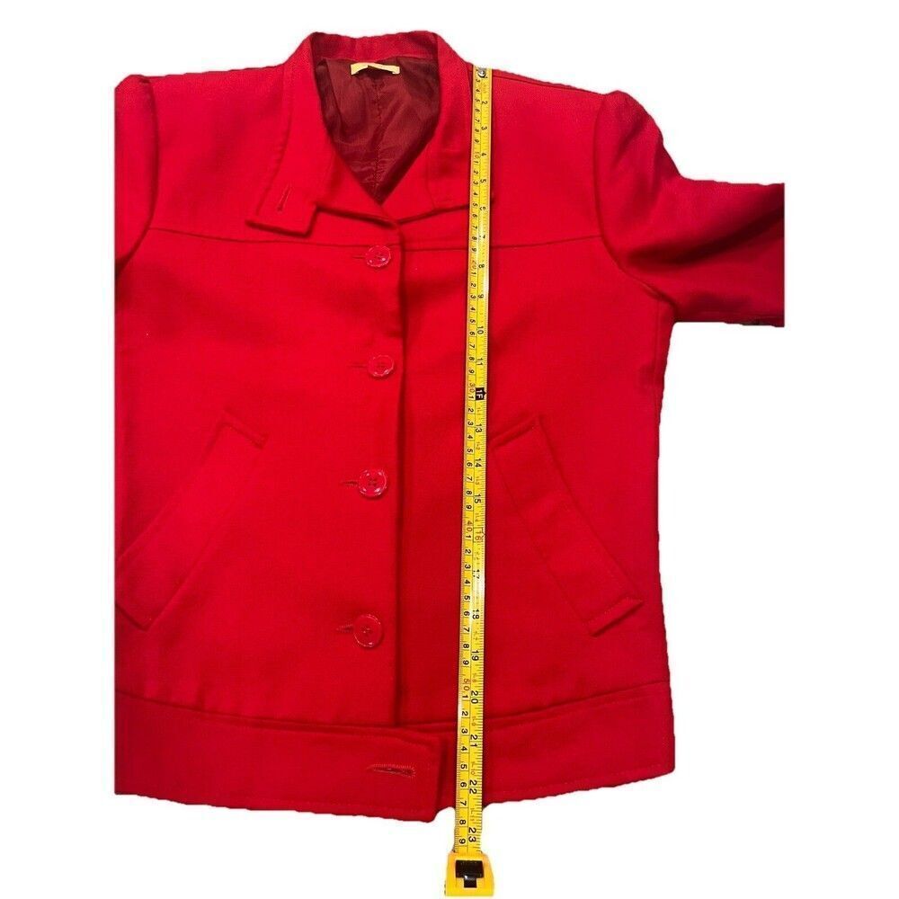 Glow Wool Jacket Women’s Size 4 Red Lined Pockets Blazer Jacket Italy - Picture 9 of 9